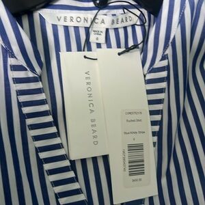 Veronica Beard, rushed shirt dress blue/white stripe size 6 NEW WITH TAGS